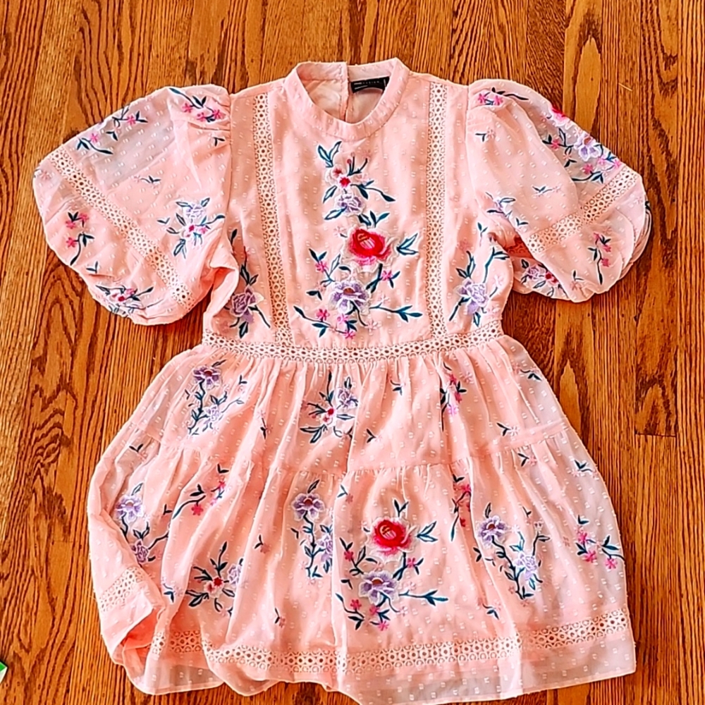 Asos design petite high neck dobby embroidered